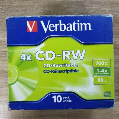 Verbatim 4 x CD-RW CD wiederbeschreibbar 10er Pack 700MB 1-4x Geschwindigkeit 80 min