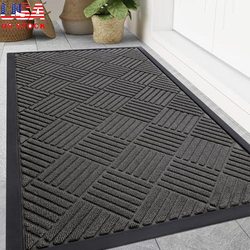 Front Door Mat Outside Entrance,Heavy Duty Outdoor Indoor Natural Rubber Doormat