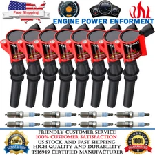 8 Ignition Coils Pack & Platinum Spark Plugs Kit For Ford 4.6L 5.4L V8 Truck Van
