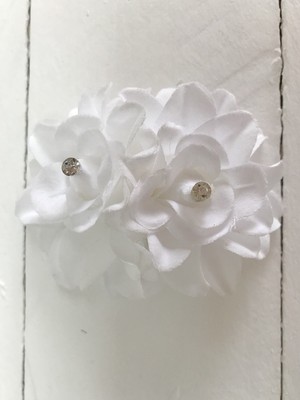 White Diamante Double Flower Hair Clip Accessory Flower Girl