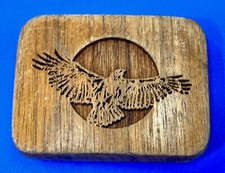 Lazer Craft - Etched Into Wood Majestic Flying Patriotic Eagle Belt Buckle