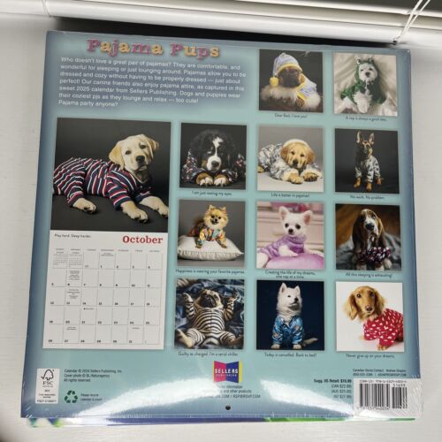 Calendario da Parete 2025 Pigiama Cuccioli di Inc Sellers Editoria 12x12 16 Mesi Nuovo Sigillo - Foto 5 di 8