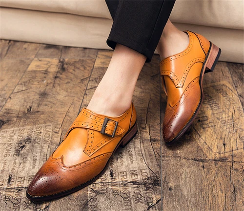 Hombre Zapatos Brogue Casuales Zapatos Oxford Negocios Punta de Ala Zapatos DE - Imagen 6 de 15