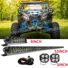 Fit Can-Am Maverick X3 Upper 52" straight LED Light Bar Bracket+8" +3" Pods Wire