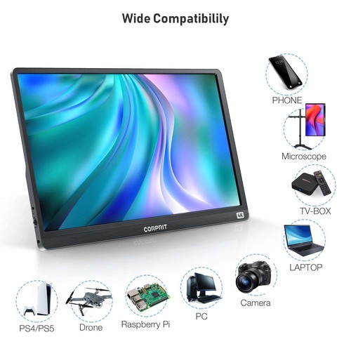 Portable Monitor, 3840×2160 15.6'' FHD 4K Laptop Monitor IPS Display with PC US - Picture 5 of 8