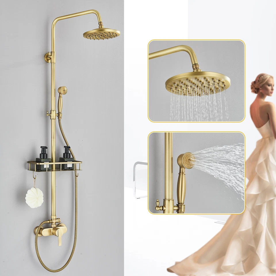 Antik Messing Duscharmatur Duschsystem Duschset Retro 8" Regendusche Duschkopf - Bild 3 von 4