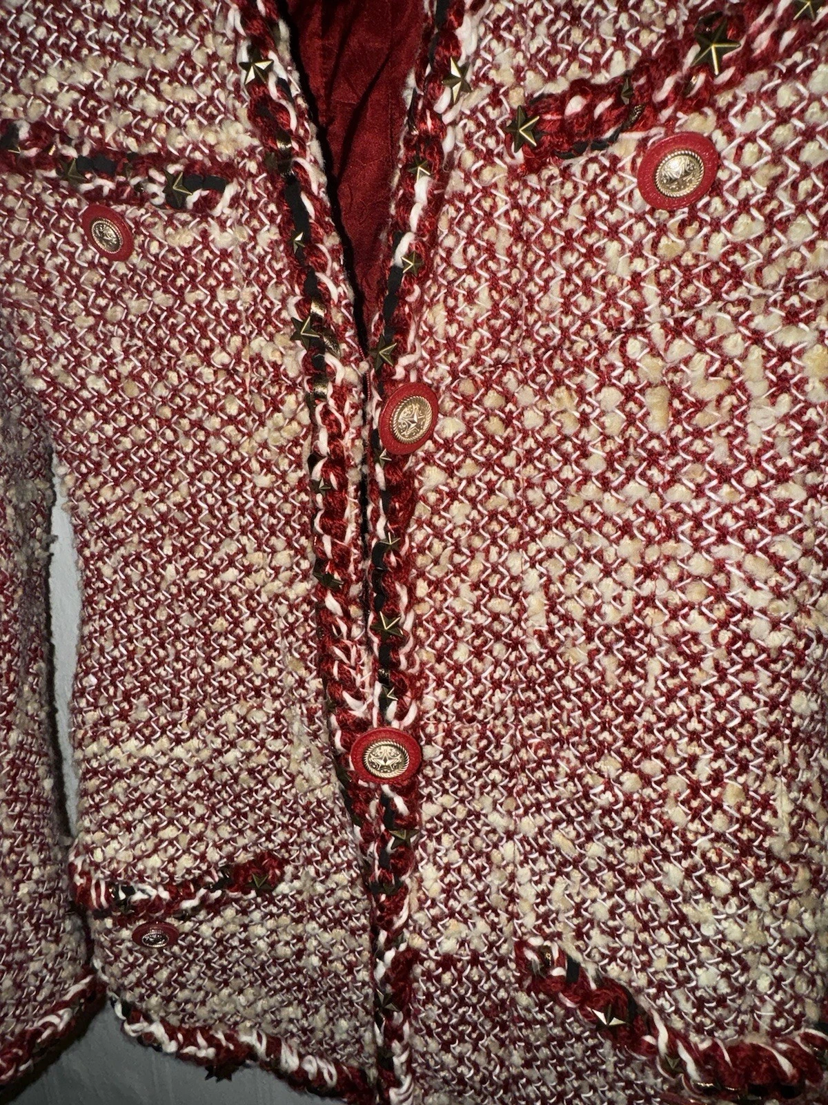 RARA giacca tweed lana senza colletto collezione Chanel Dallas autunno 2014