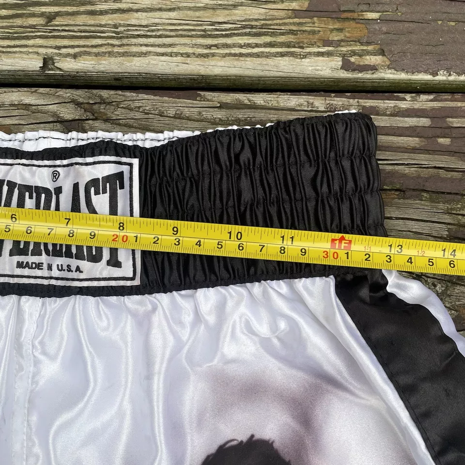 VTG JOE MAXIM Everlast Boxing Shorts Men’s Medium BlackWhite Satin Made USA - Image 3 of 4