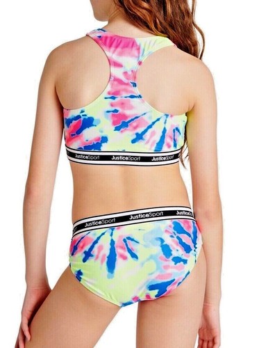 JUSTICE Girls Swimsuit Tankini Swim Tank Bikini 5 6 8 10 12 14 16 18 Tie Dye Zip - Picture 2 of 4