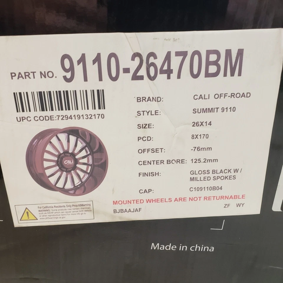 Cali Off-road Summit 14x26 Gloss Black - Milled Spokes Rim - Image 2 of 4