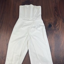 White House Black Market Womens Jumpsuit 2 Strapless Split Overlay Wide Leg S0