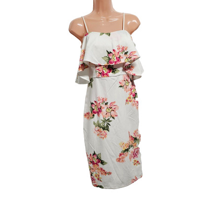 Premier Amour Ruffled Pencil Dress Women Size 2 Ivory Spaghetti Straps Lined