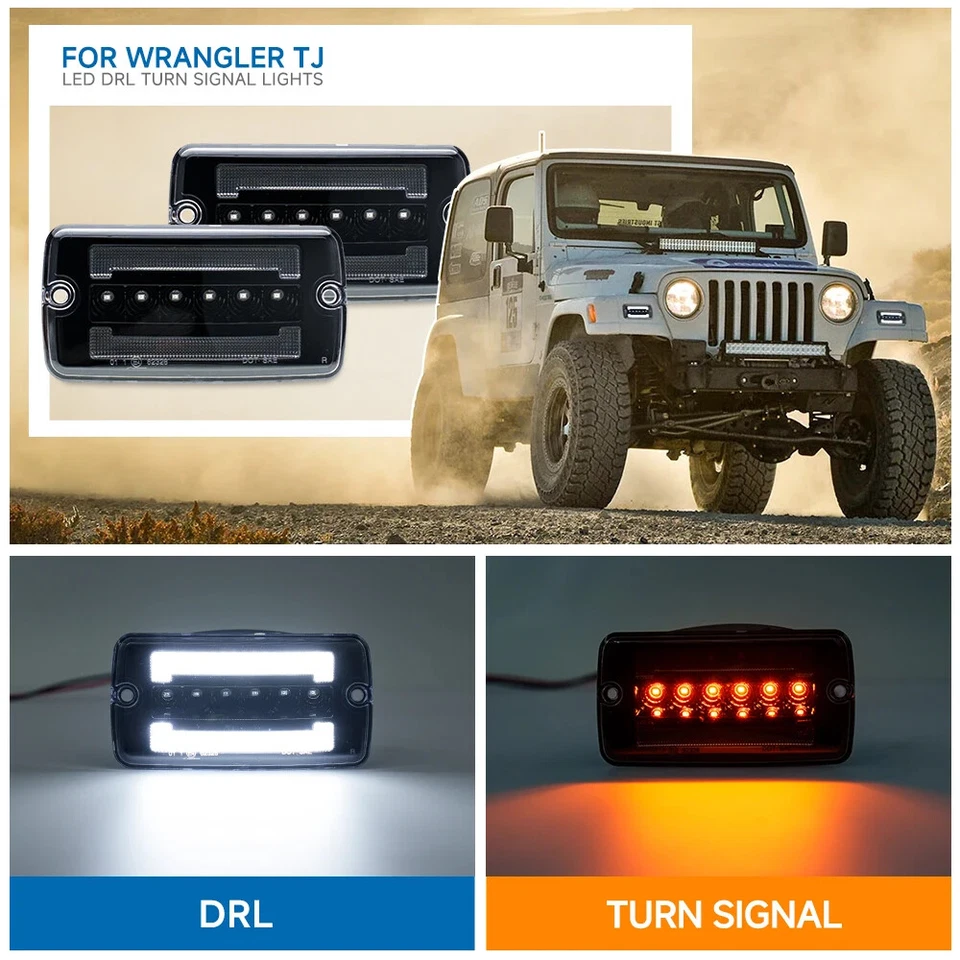 Parking Lamps For 1997-2006 Jeep Wrangler TJ Clear Front Corner Indicator Lights - Image 3 of 4