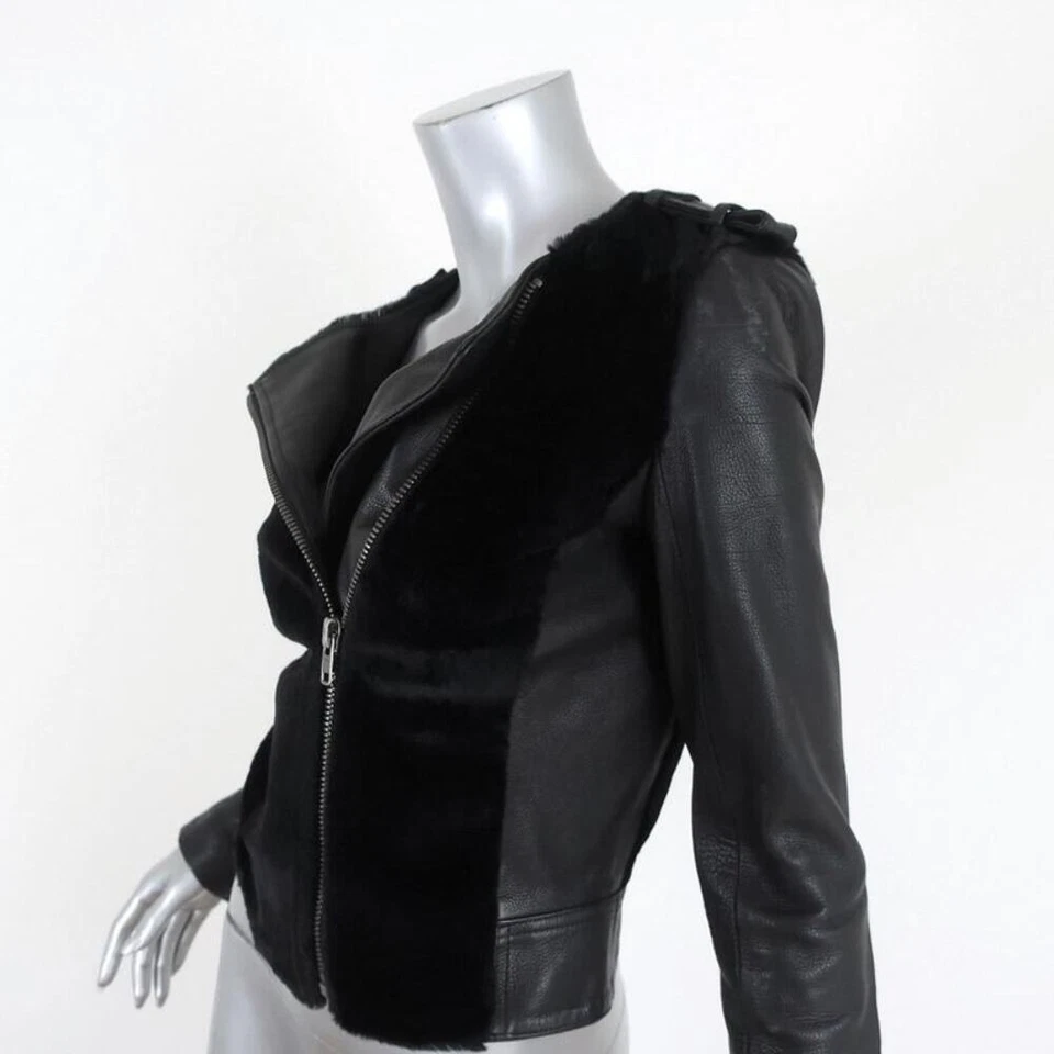 A.L.C. Chaqueta Moto Sadie Cuero Negro y Piel de Canguro Talla 2 Foto 2 de 4