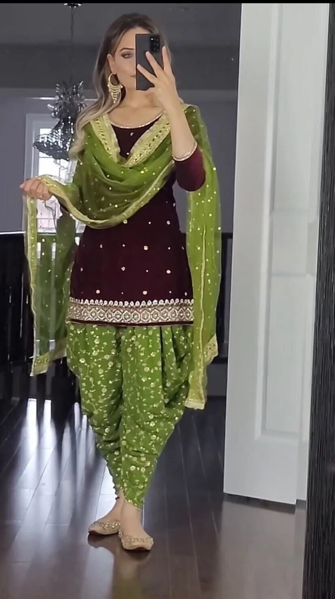DRESS BOLLYWOOD SUIT PAKISTANI INDIAN WEDDING DHOTI TOP SALWAR