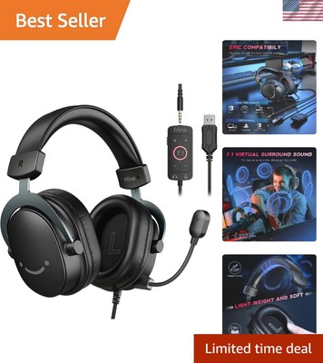 PC Gaming Headset, USB Headset with 7.1 Surround Sound, Detachable Microphone...