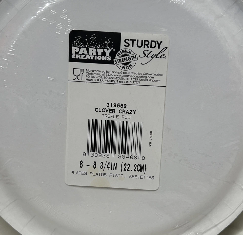 St Patrick's Day Clover Crazy 9 Inch Paper Plates 8 Pack Tableware Decorations - Image 2 of 2