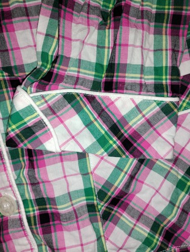 Pigiama Victoria Secret rosa verde a quadri cotone set manica lunga con bottoni taglia S - Foto 5 di 14
