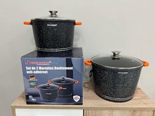 Set di pentole da 2 pezzi da 24 cm e 28 cm Rivestimento in marmo e pietra antiad