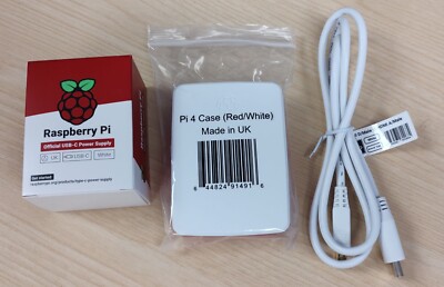 Offizielles Raspberry Pi 4 Netzteil-Gehäuse-HDMI Kabel Bundle - Weiß