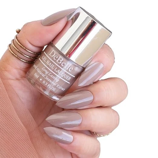 DeBelle Gel Nail Polish Coco Bean (Light Brown Nail Paint)|Non UV - Gel Finish |
