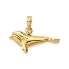 14k Yellow Gold Humpback Whale Pendant Ocean Animal Necklace Nature Jewelry