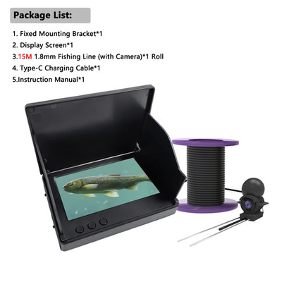 Handheld 1080P 4.3'' LCD Fish Finder Portable Fish Depth Finder Water Underwater
