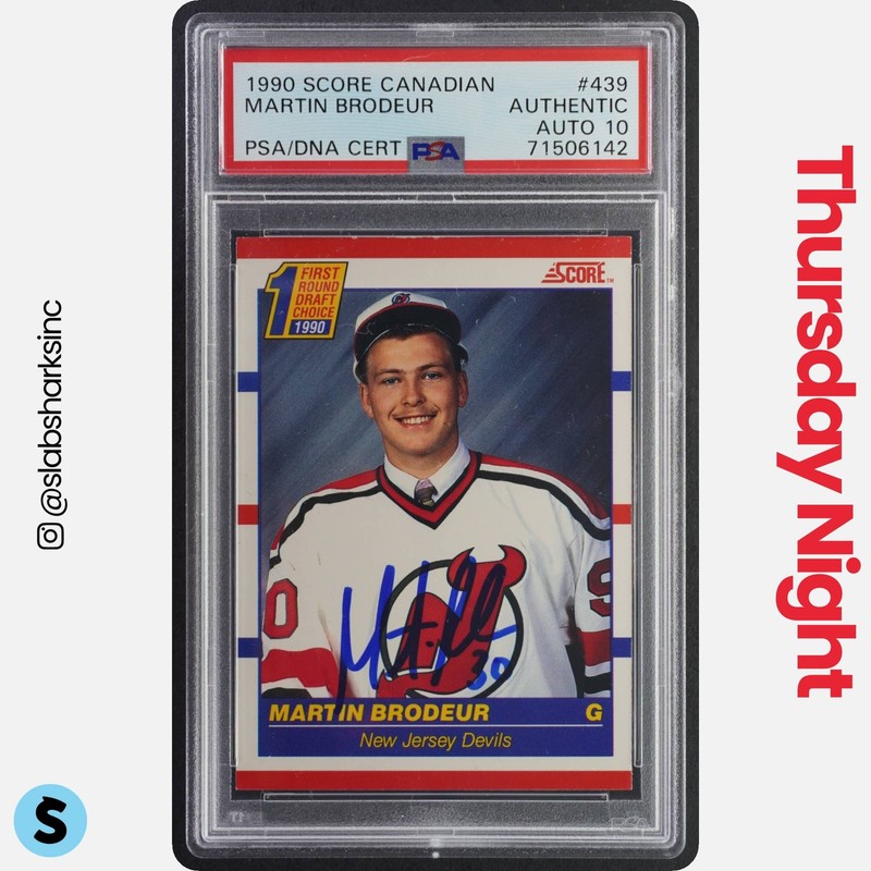 1990 SCORE CANADIAN #439 MARTIN BRODEUR RC ROOKIE PSA AUTHENTIC DNA CERT AUTO 10