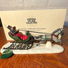Heritage Village Dashing Through the Snow Porcelain Sleigh 1992