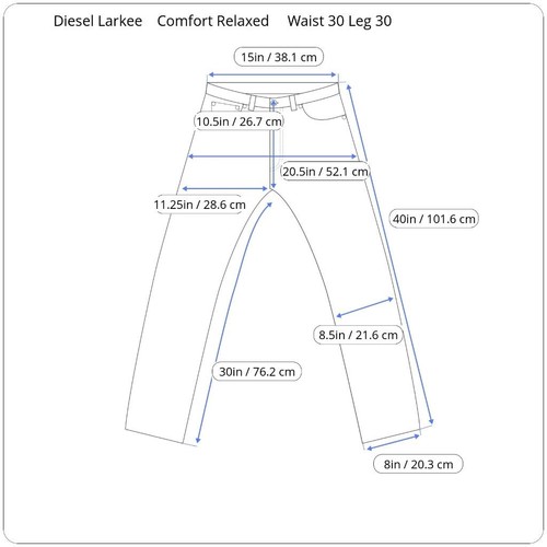 Diesel Larkee Relaxed Jeans Straight Waist 30 Leg 30 W30 L30 Button Fly (Q6744) - Picture 4 of 10