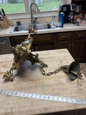 Antique Vintage  4 Light Brass Chandelier Light Fixture