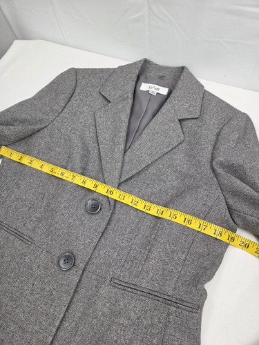 Blazer donna plissettato foderato in tweed poliestere grigio Le Suit taglia 10 - Foto 6 di 9