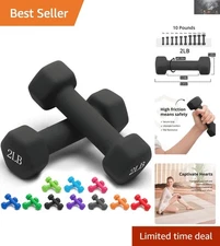 Elegant Hexagonal Neoprene Dumbbells - 2 Piece Set, 1-15 LB, Perfect for Travel