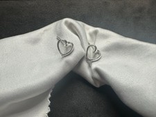 0.62g Vintage Sterling Silver 925 Open Heart Earrings Dainty Minimalist M