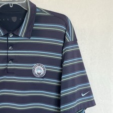 Nike Golf Polo Shirt Walt Disney World Dri-Fit Men XL Blue Green Stripe