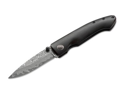 Boker Plus Damascus Gent II Folding Knife 2-3/4'' Damascus Blade, Ebony Handles