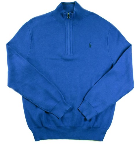 Polo Ralph Lauren Mens 1/4 Zip XL Sweater Pullover Waffle Knit Mock Neck Blue