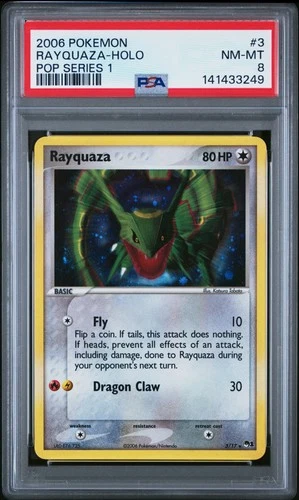 2006 POKEMON POP SERIES 1 #3 RAYQUAZA-HOLO PSA 8