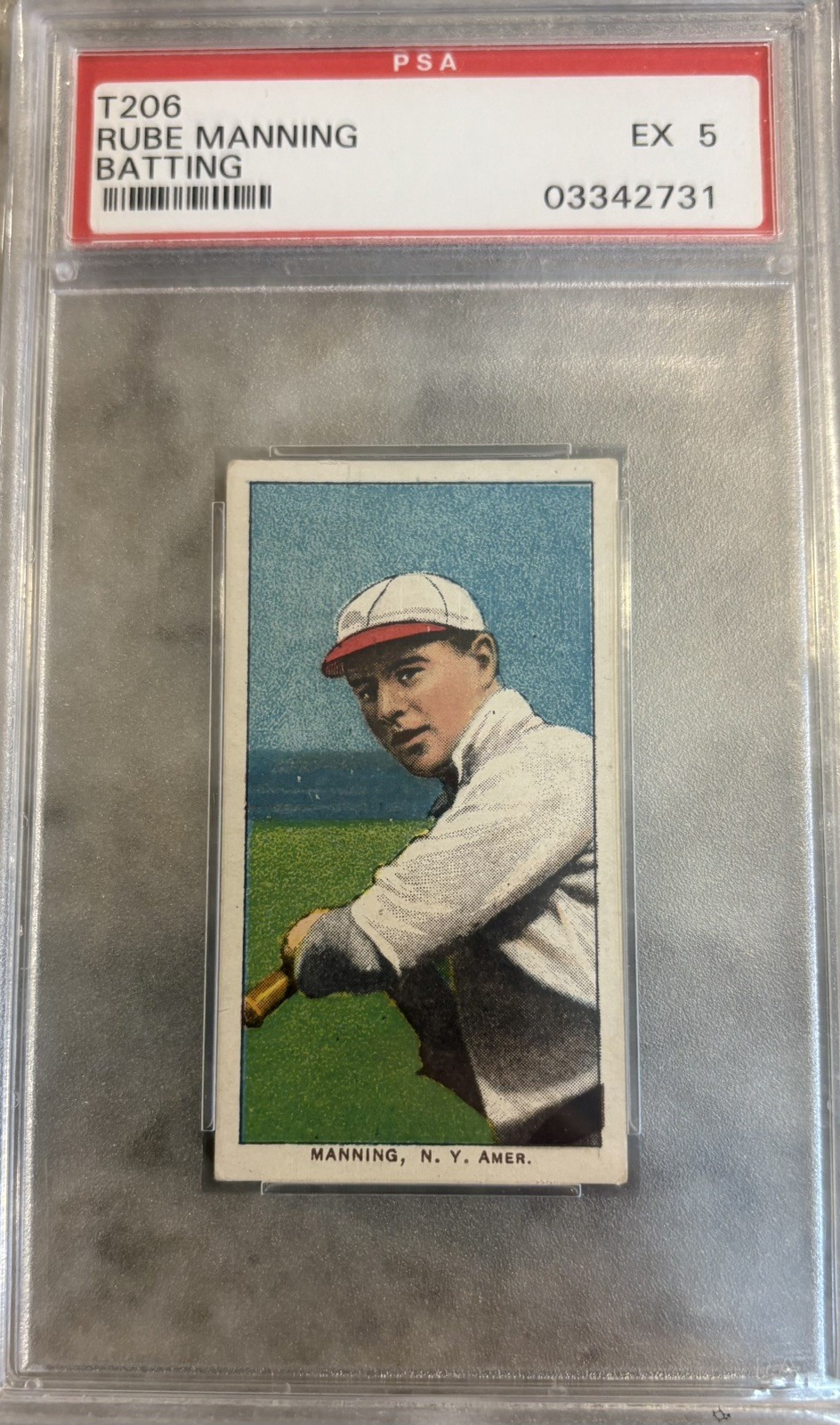 1909-11 T206 Rube Manning PSA 5 New York, BATTING, PIEDMONT 150 