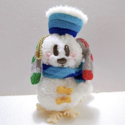 Disneyland Snowman Pluto Plush Key Chain Christmas Tokyo Disney Resort Japan F/S