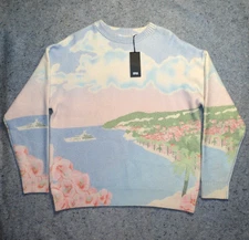 $240 SNS "Riviera" Knit Sweater Blue/Pink Size Medium Wool Sneakersnstuff NWT