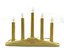 5-Light Christmas Candolier with Candles on Holly Berry and Bell Base Candle ...