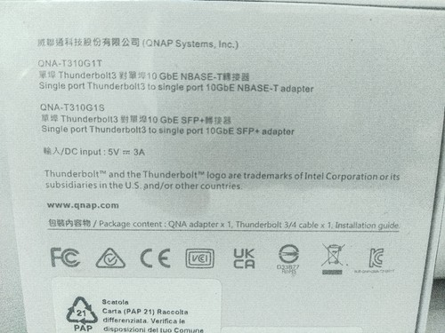 Adaptateur QNAP QNA-T310G1S 10 GbE SFP+ Thunderbolt 3 (singlr port) - Afbeelding 2 van 6
