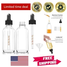 Reusable Leak-Proof Glass Dropper Bottles – 2 oz with Funnel & Labels Included
