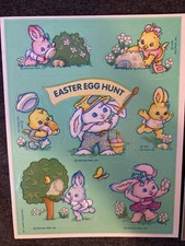 Vintage EASTER EGG HUNT Sticker Sheet Scrapbook Planner Craft Stickers