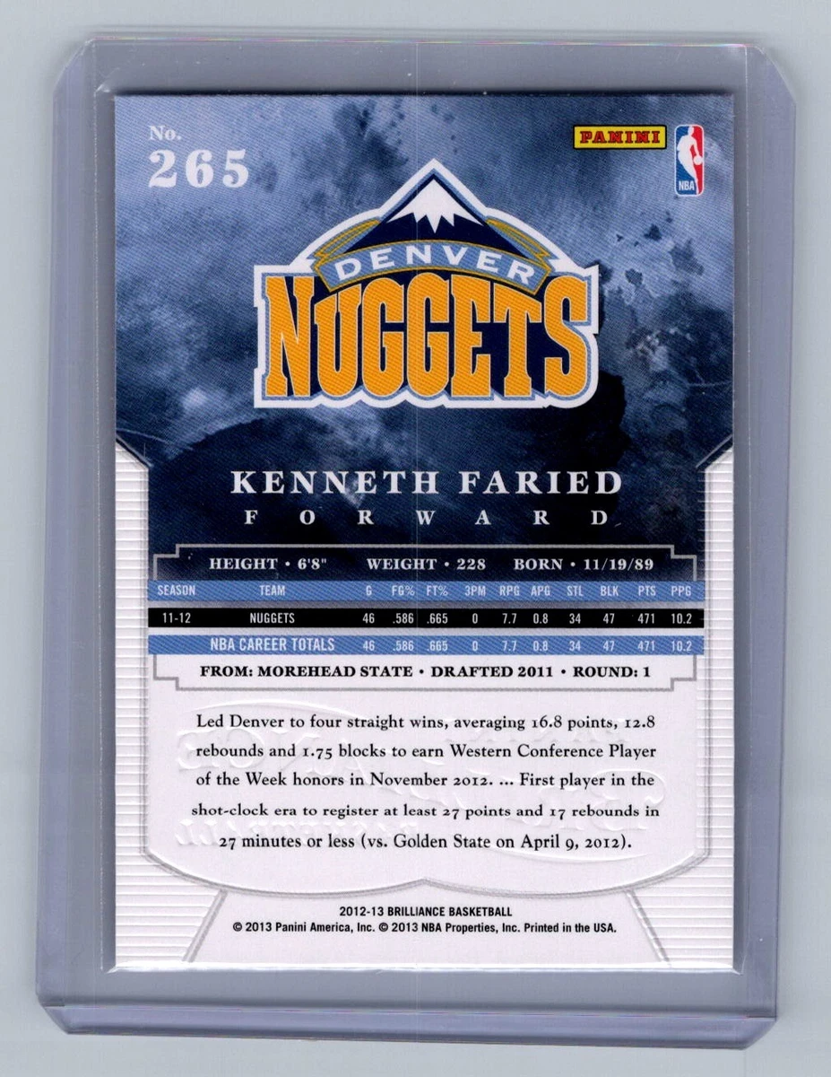 2012-13 Panini Brilliance #265 Kenneth Faried RC Denver Nuggets
