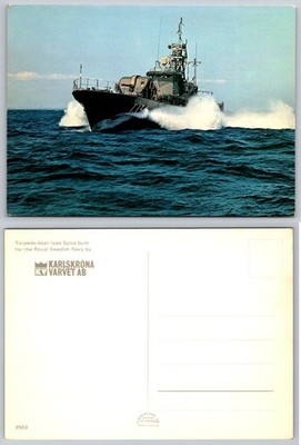 Swedish Navy Torpedo Boat Spica Class Warship Danielson Postcard 1970s