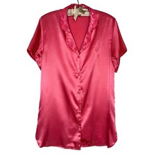 Vintage Victoria's Secret 80s Gold Label Button Satin Pajama Sleep Shirt Petite