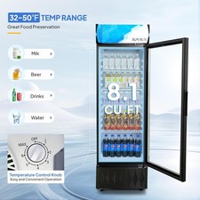 8.1 Cu Ft Commercial Merchandiser Beverage Display Refrigerator w/ Interior LED