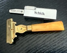 Schick Injector Razor/1937 Patent Stamp/Bakelite Handle/Made in Canada/7 Blades